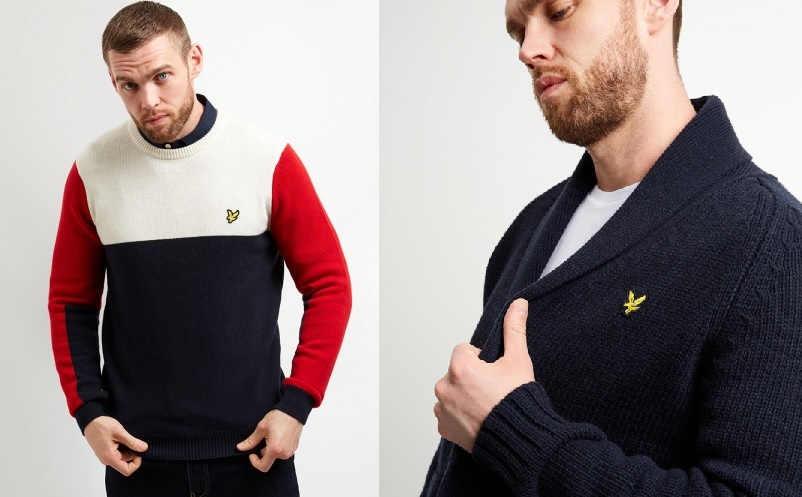 Block Jumper (£100) and Cardigan (£130) by Lyle & Scott
